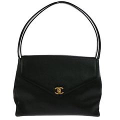 Chanel Black Caviar Large Kelly Style Top Handle Evening Flap Shoulder Bag 7