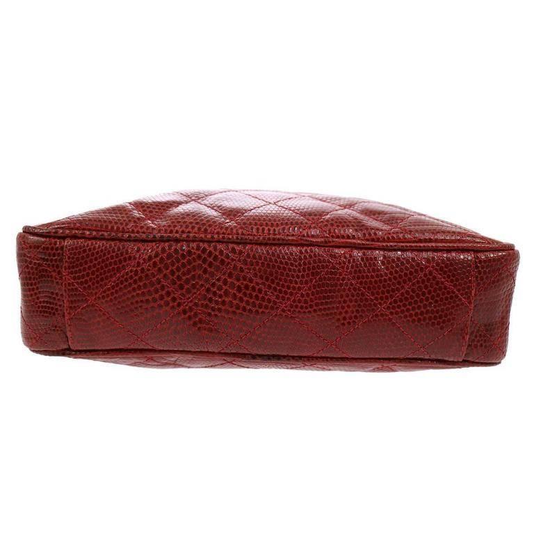 Chanel Red Lizard Leather Tassel Evening Camera Shoulder Bag 2