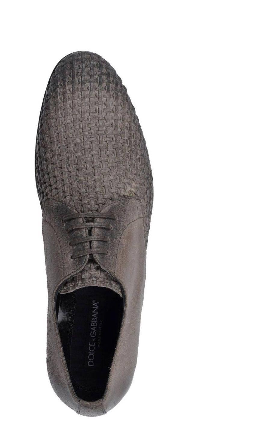 Dolce & Gabbana New Men's Leather Woven Brogue Lace Up Loafers Shoes in Box In New Condition In Chicago, IL