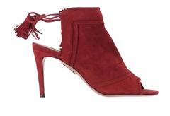 Aquazzura New Red Cashmere Suede Fringe Sandals Heels in Box