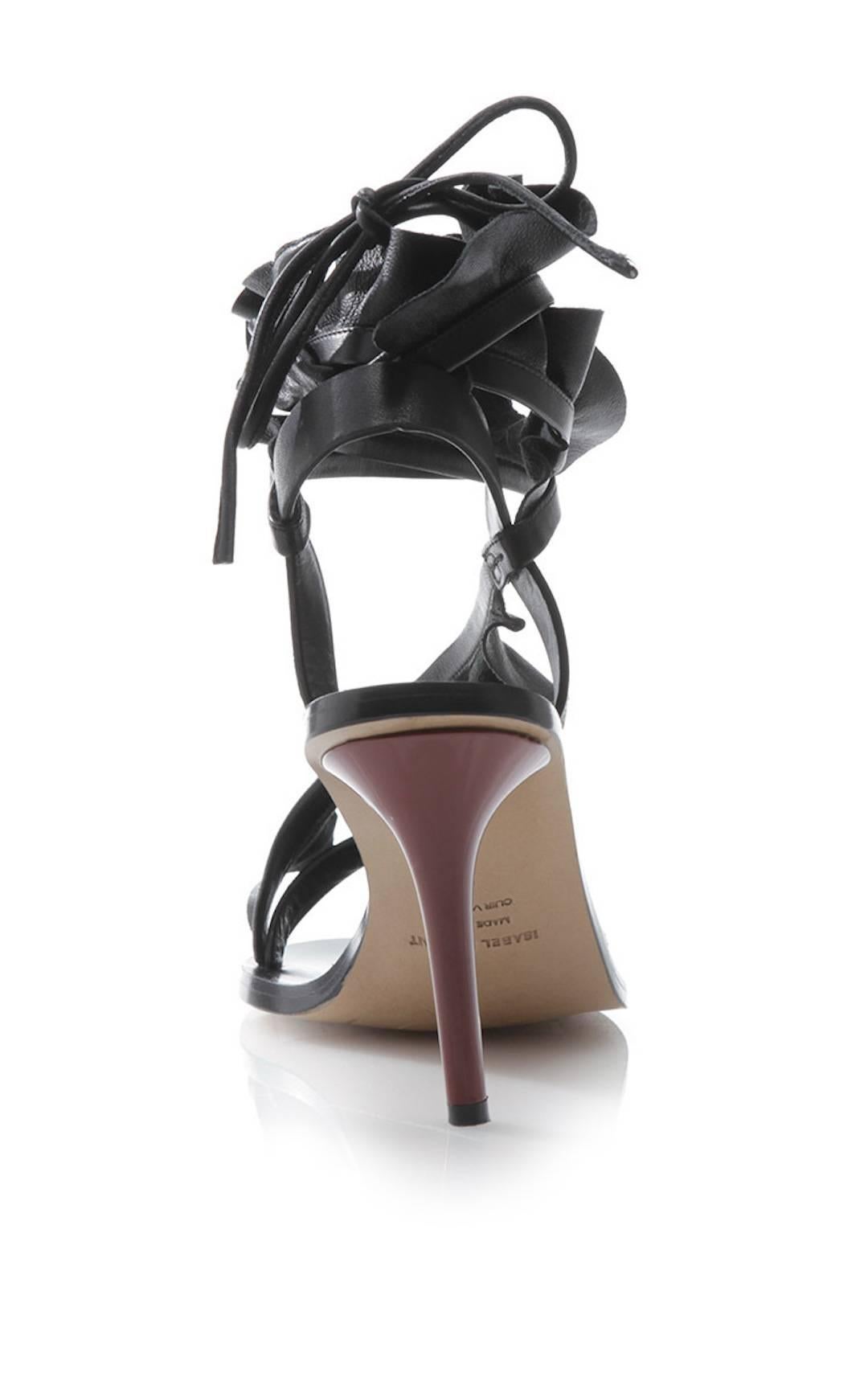 Isabel Marant New Sold Out Runway Black Leather Wraparound Sandals Heels in Box 2