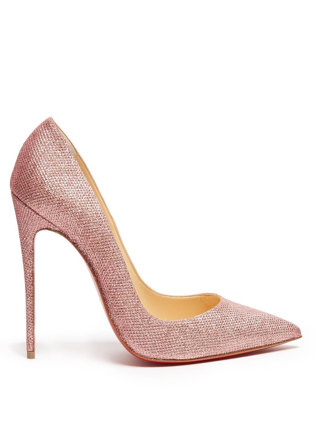 Christian Louboutin New Pink Canvas So Kate Evening High Heels Pumps in Box In New Condition In Chicago, IL