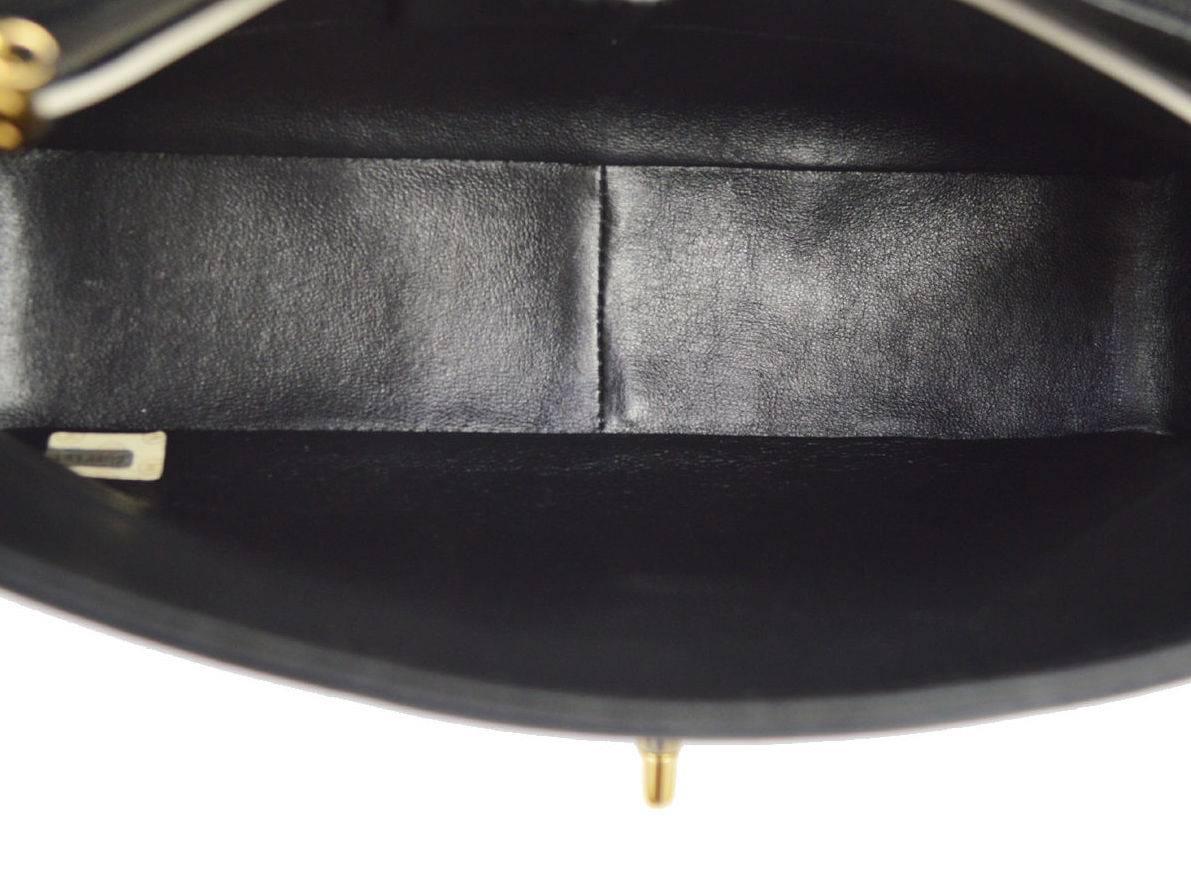 Chanel Vintage Black White Piping Gold Evening Shoulder Flap Bag 1