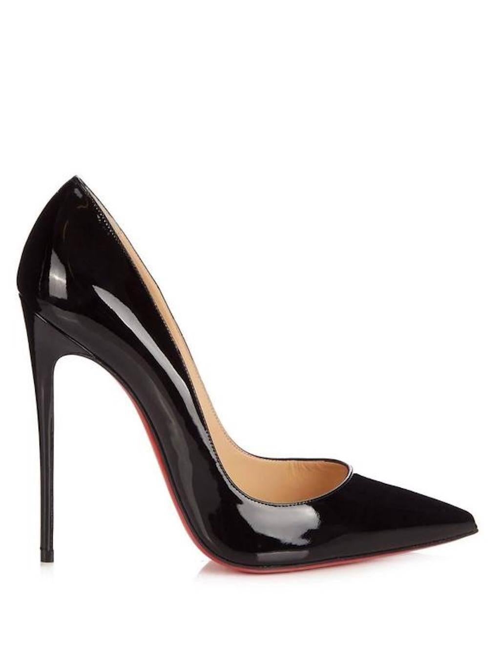 Women's Christian Louboutin New Sold Out Black Patent Leather So Kate Pumps Heels in Box