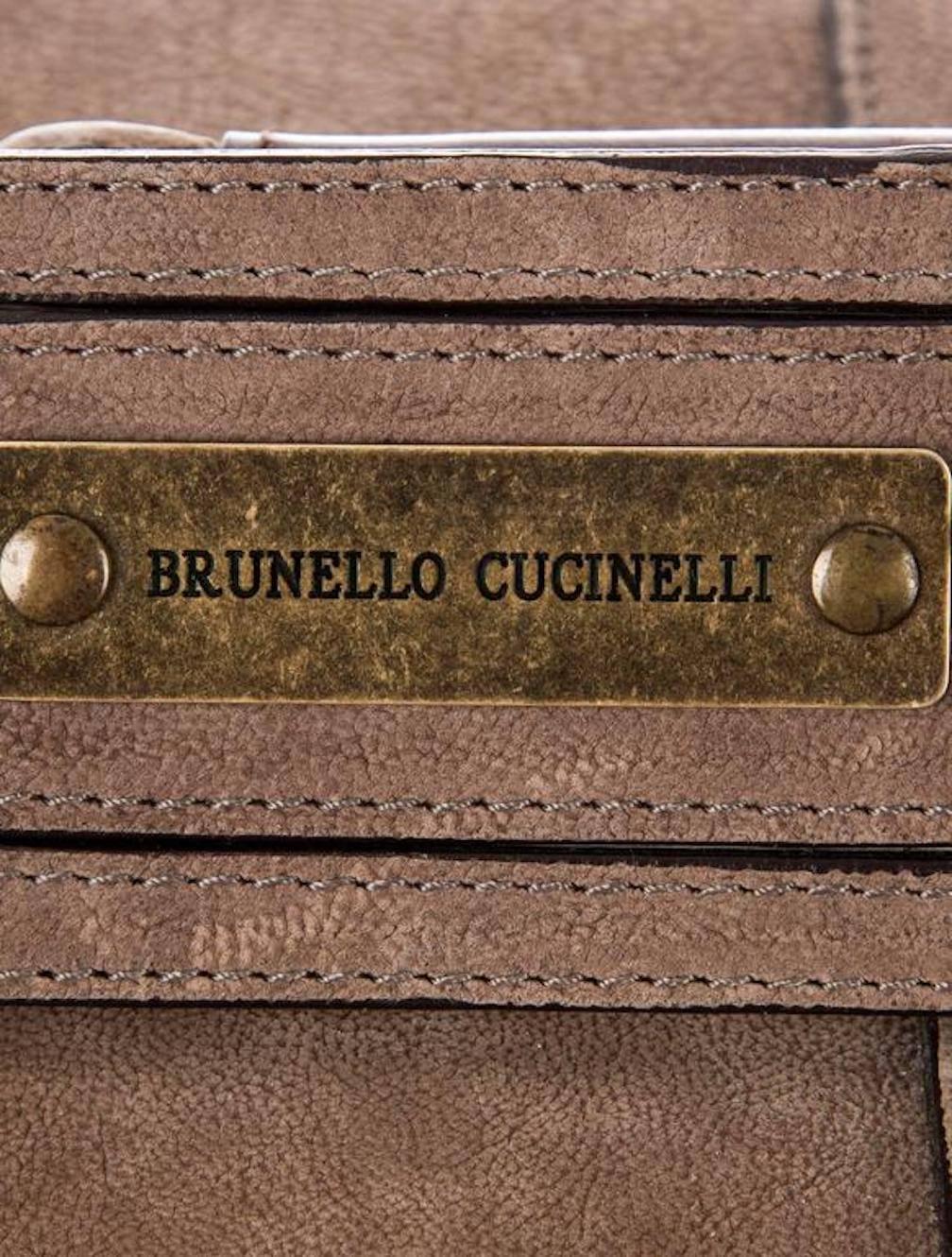 Brunello Cucinelli Men's Women's Brown Suede Top Handle Satchel Travel Case In Excellent Condition In Chicago, IL