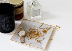 Hermes Porcelain  Gold Mosaique Plate Table Vanity Tray Box
