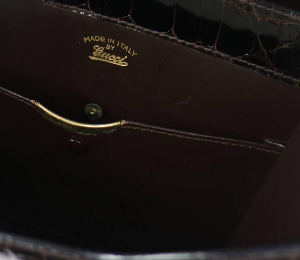 Gucci Vintage Croc Leather Gold GG Charm Evening Shoulder Flap Bag in Dust Bag 2