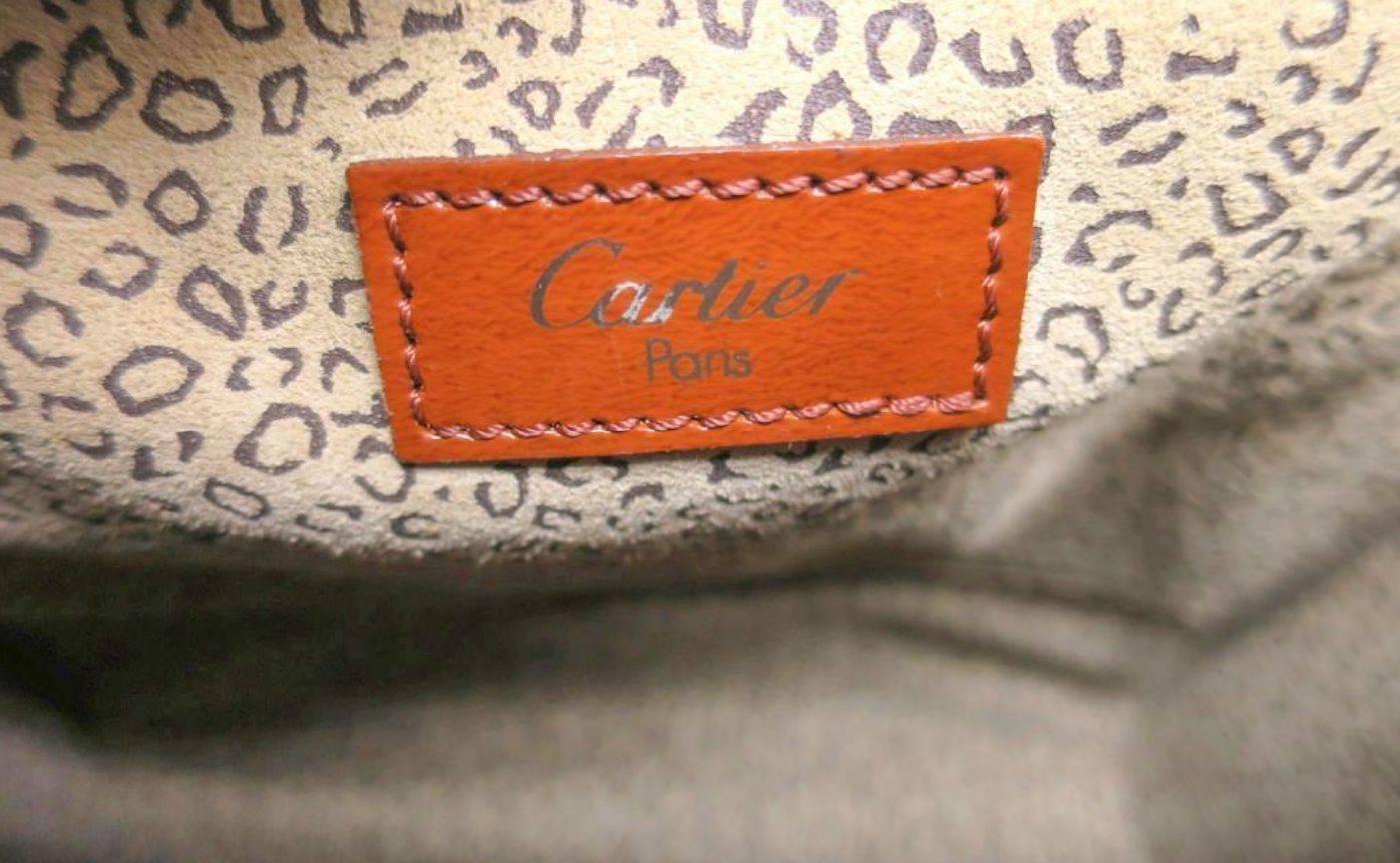 Cartier Cognac Patent Evening Silver Chain Top Handle Satchel Kelly Shoulder Bag 1