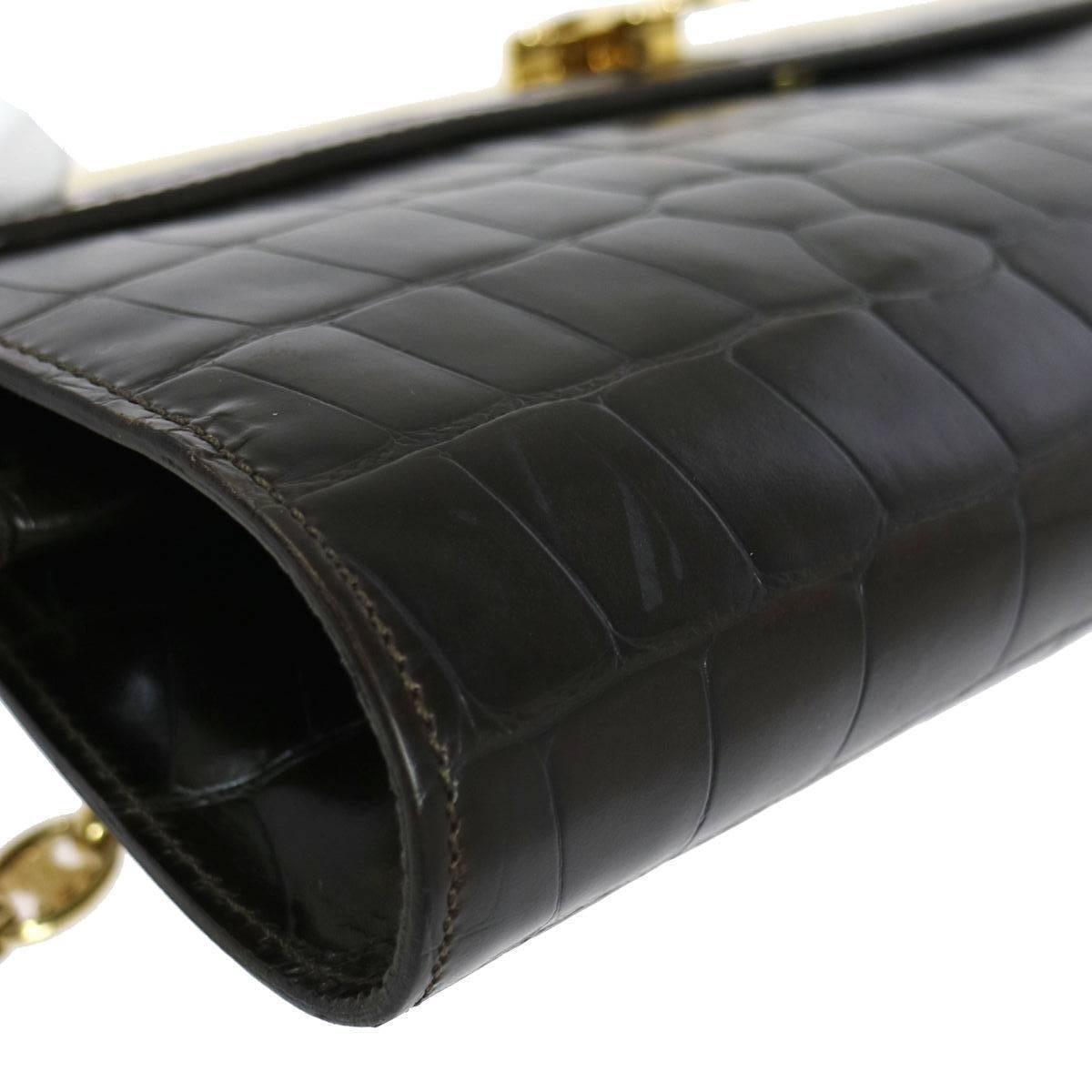 Women's Celine Leather Charm Gold 2 in 1 Evening Clutch Flap Shoulder Bag