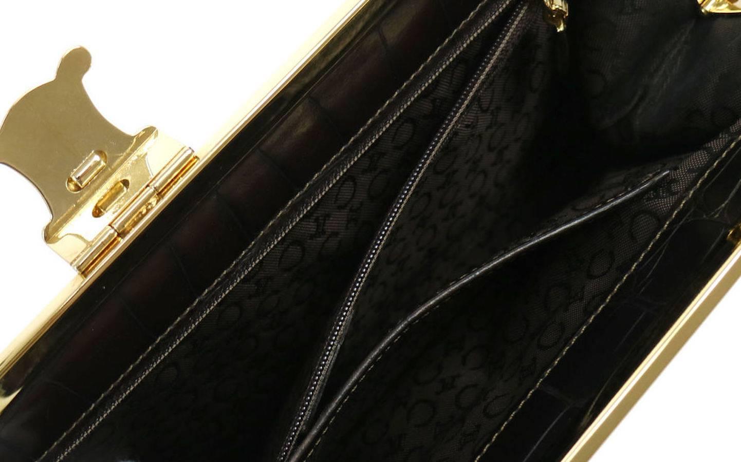 Celine Leather Charm Gold 2 in 1 Evening Clutch Flap Shoulder Bag 1