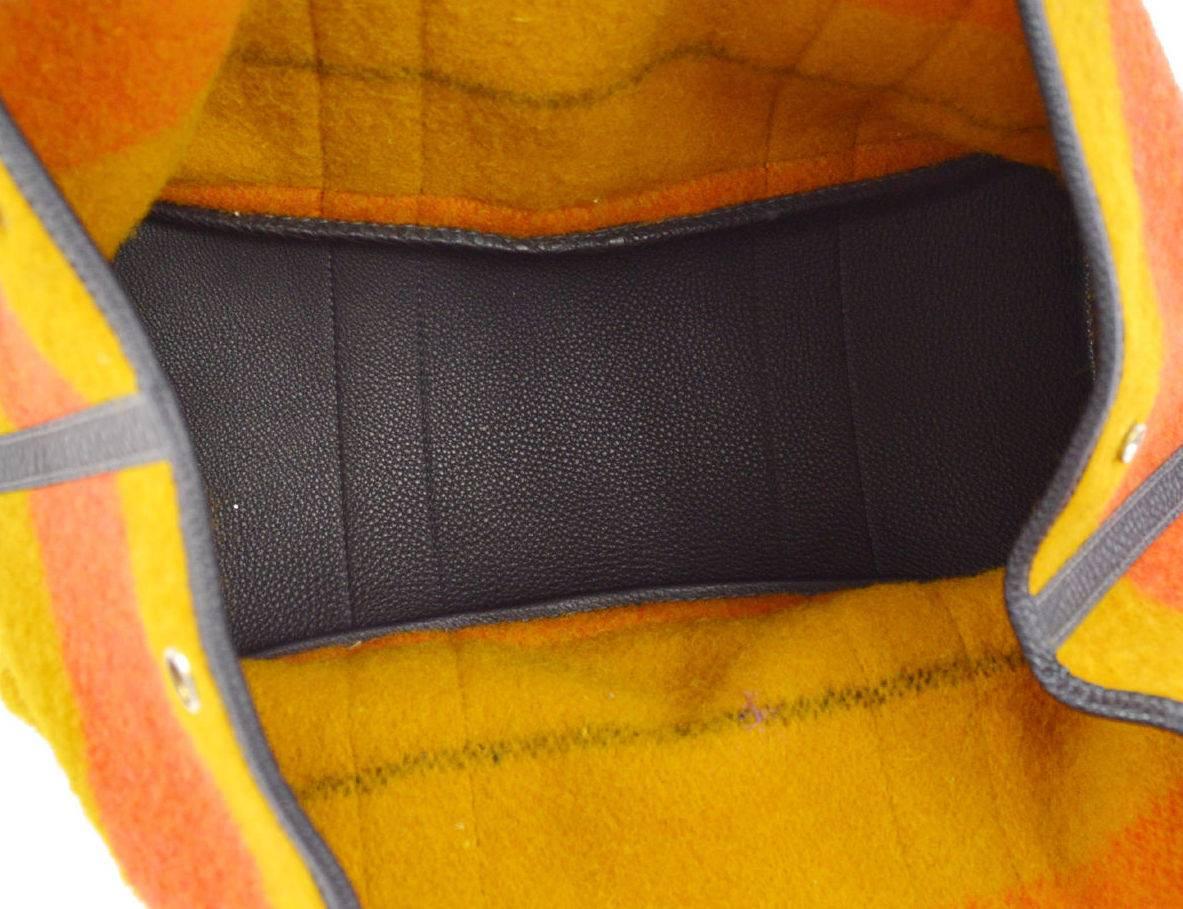Hermes Multi Color Stripe Wool Leather Men's Carryall Travel Top Handle Tote Bag 3