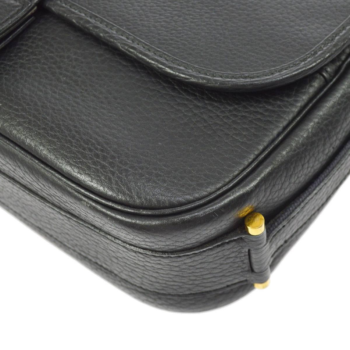 Hermes Black Leather Gold Hardware Saddle Carryall Flap Shoulder Bag 2