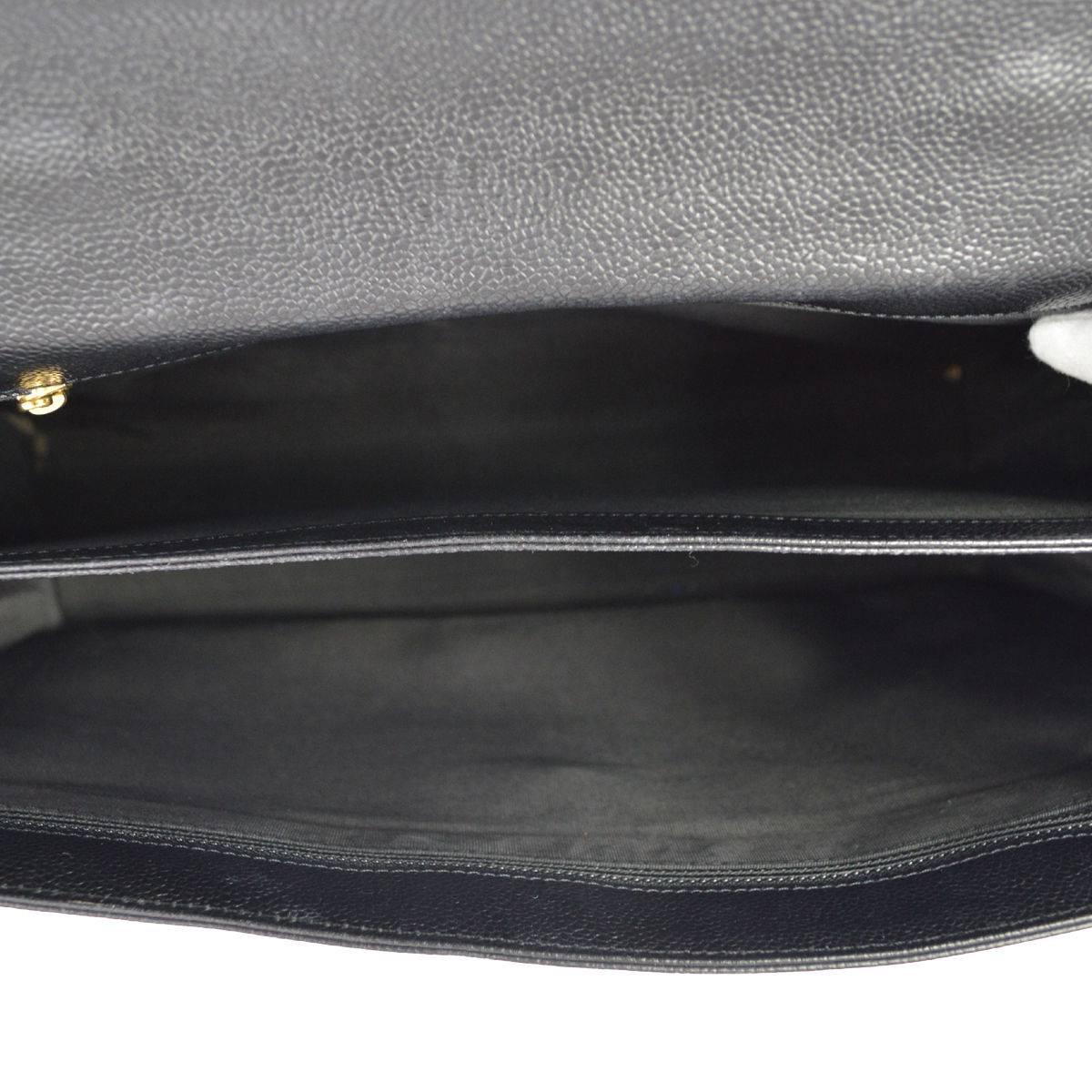 Black Chanel Back Leather Top Handle Men's Women's Business Travel Briefcase Bag