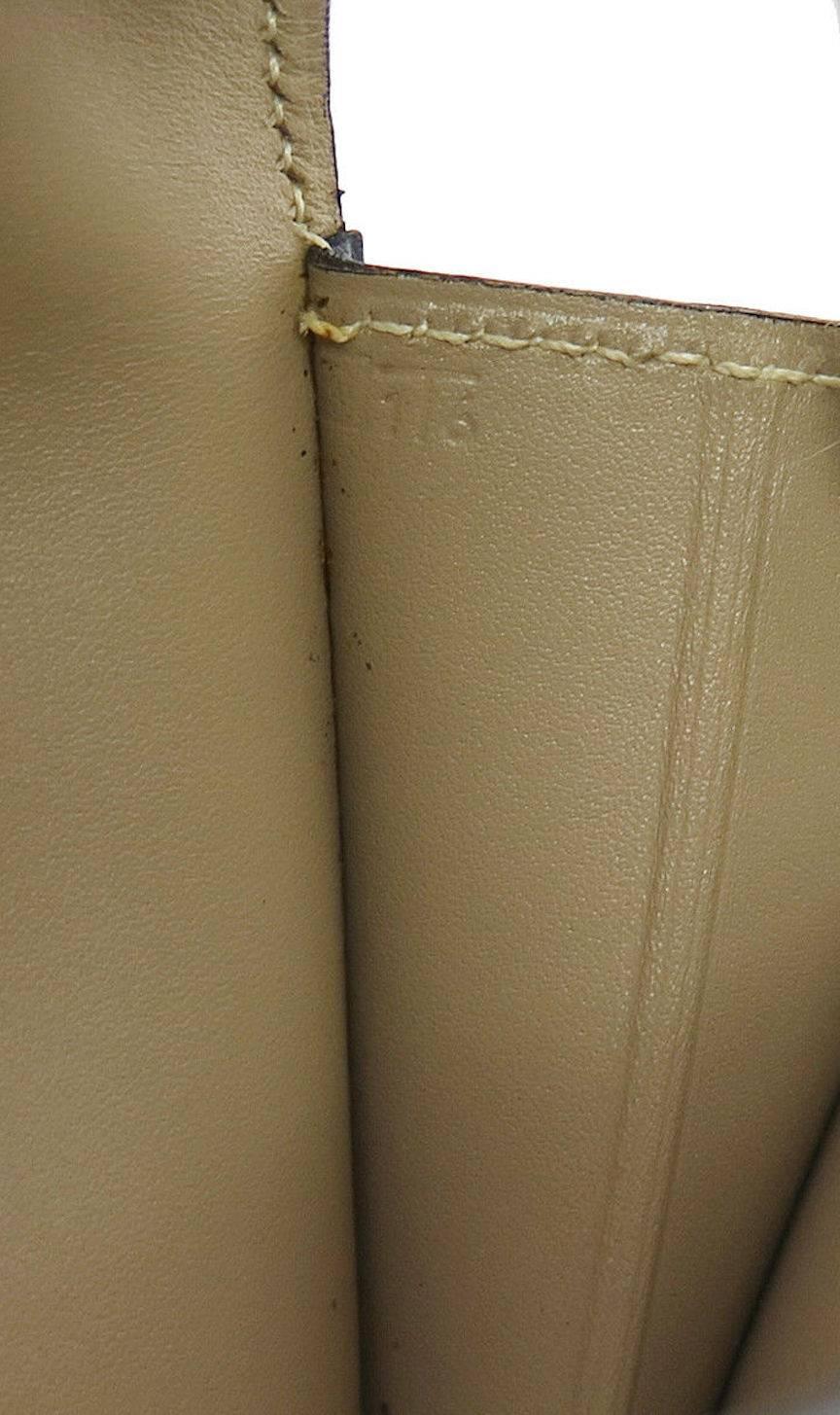 Brown Hermes Rare Taupe Leather Envelope Evening Flap Clutch Bag in Dust Bag
