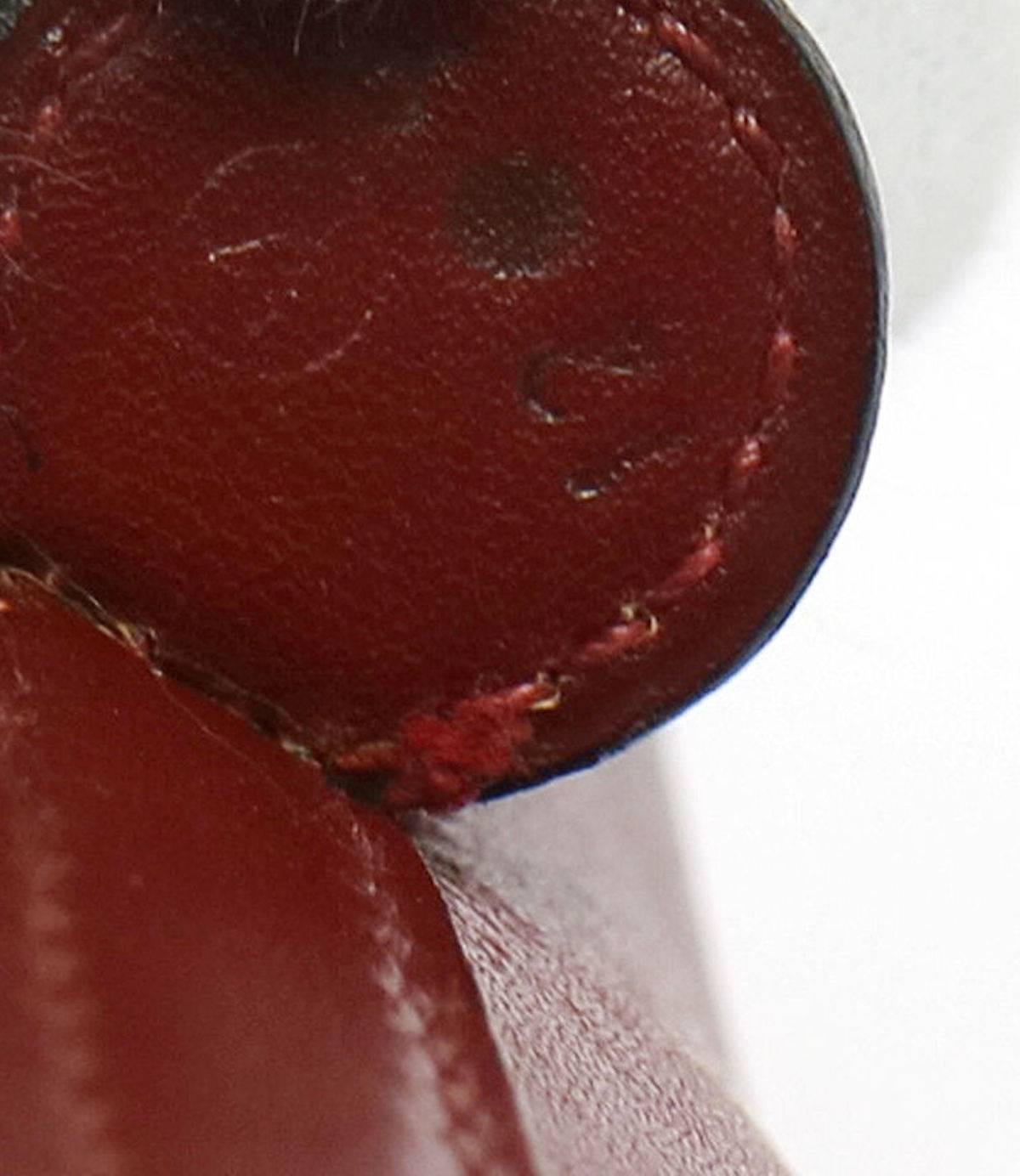 Women's Hermes Vintage Bordeaux Red Leather Evening Bowling Top Handle Satchel Tote Bag