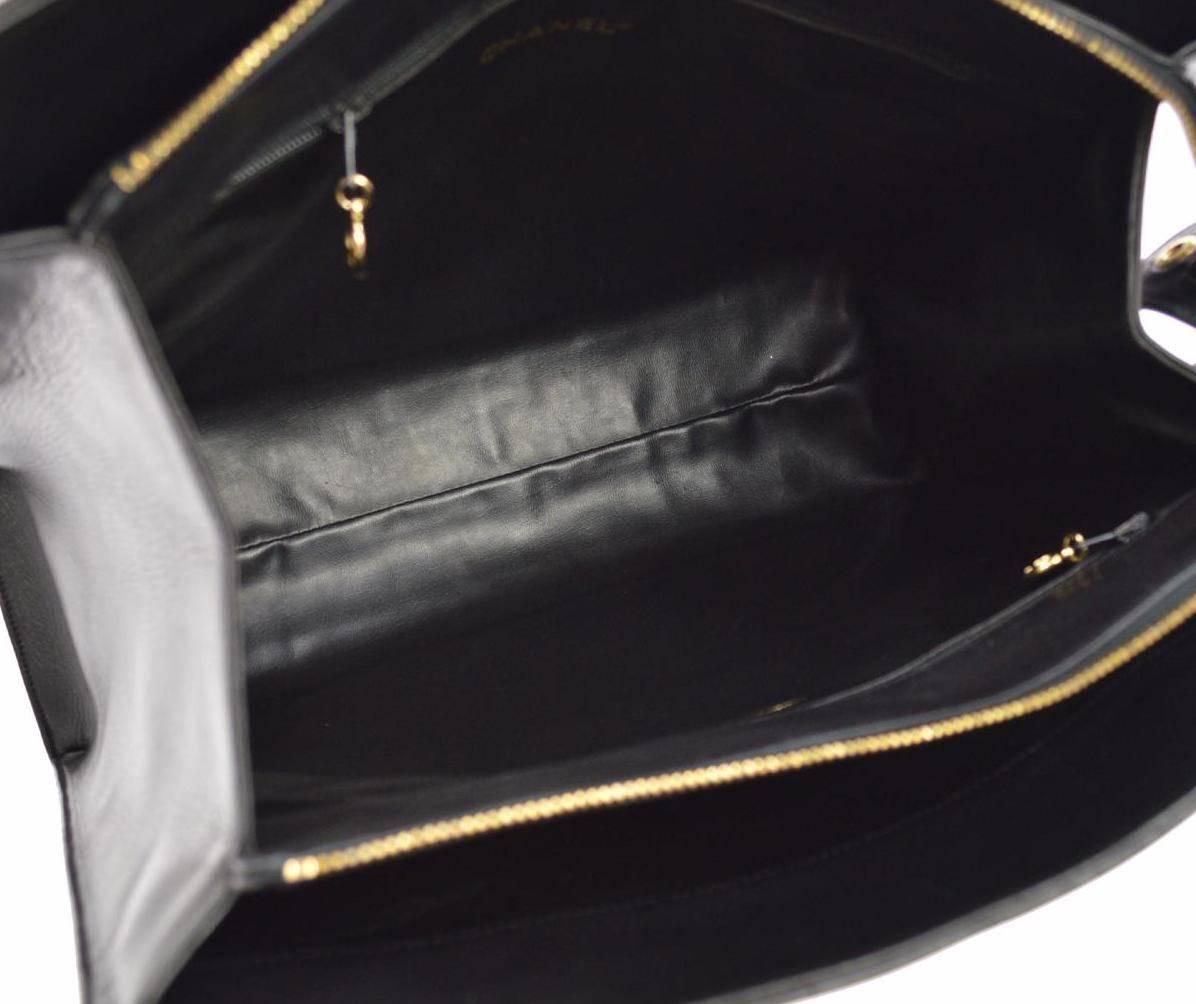 Chanel Black Leather Chevron Evening Top Handle Satchel Boston Tote Hand Bag 3