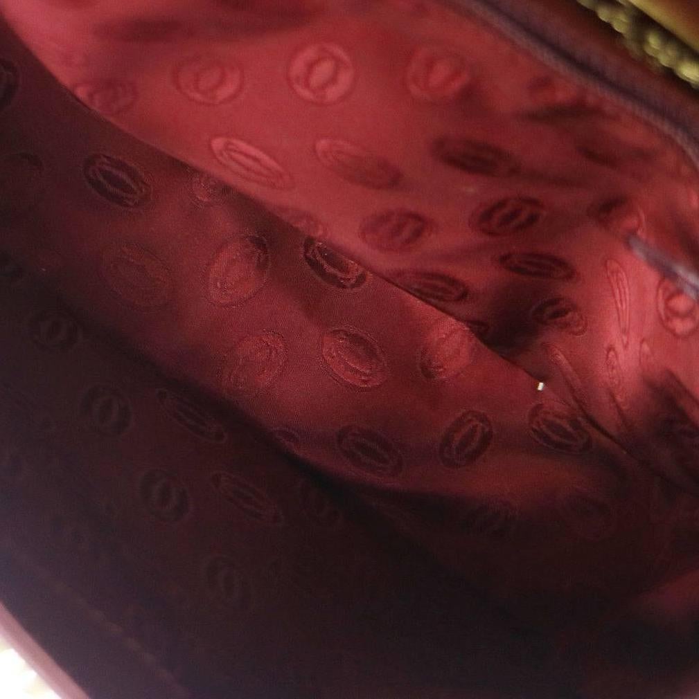 Women's Cartier Bordeaux Leather Gold Saddle Flap Shoulder Crossbody Bag