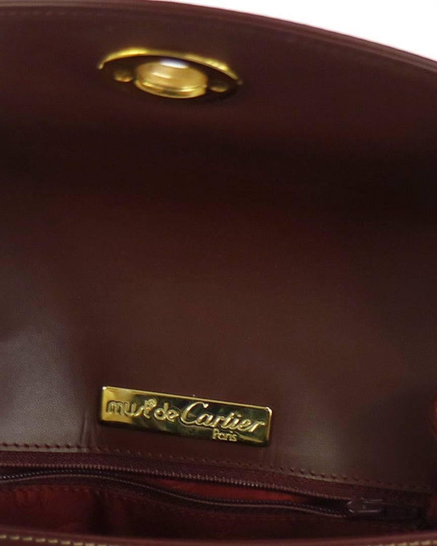 Cartier Bordeaux Leather Gold Saddle Flap Shoulder Crossbody Bag 1