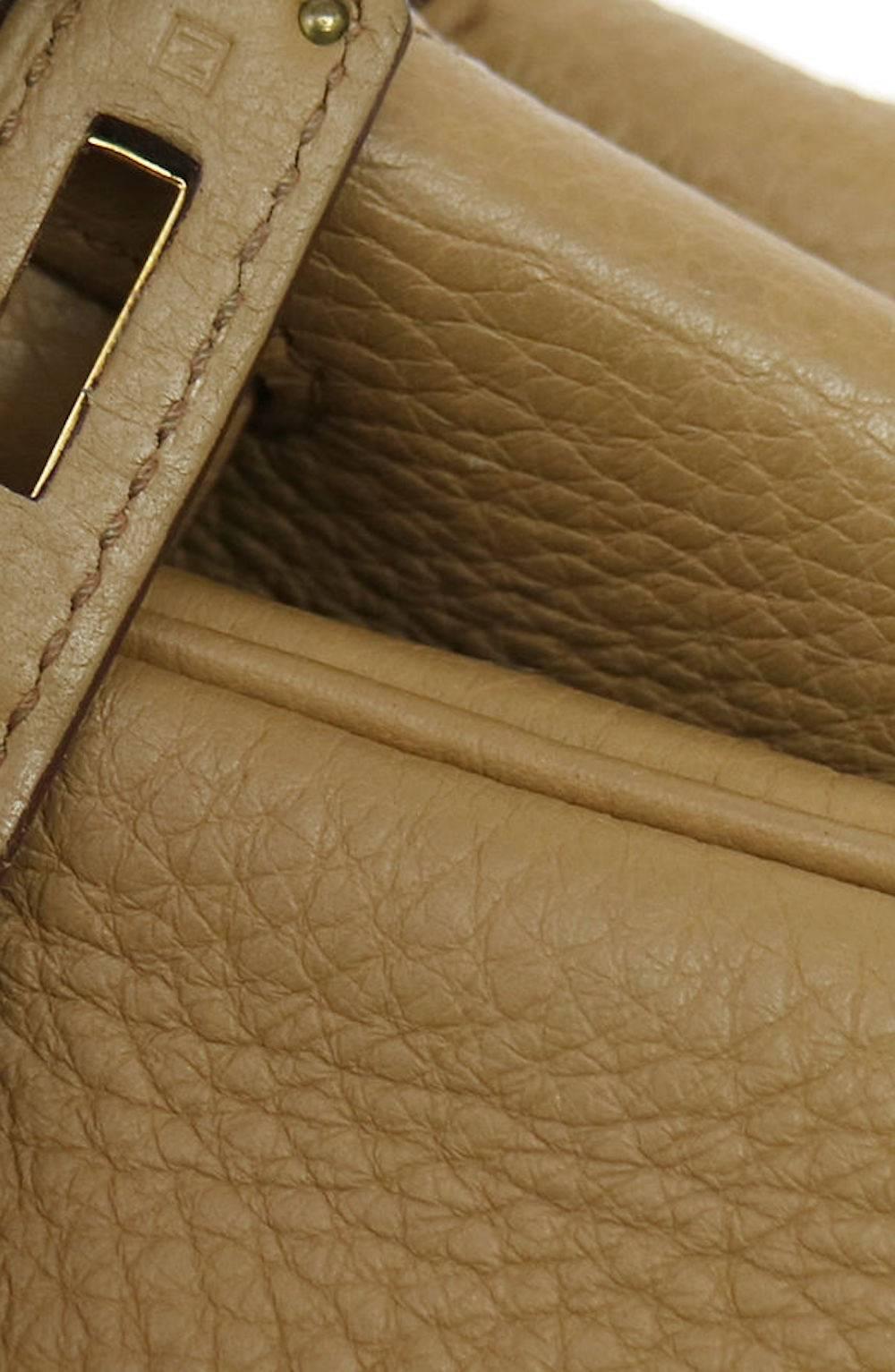 Women's Hermes Birkin 35 Taupe Gold CarryAll Satchel Tote Shoulder Bag