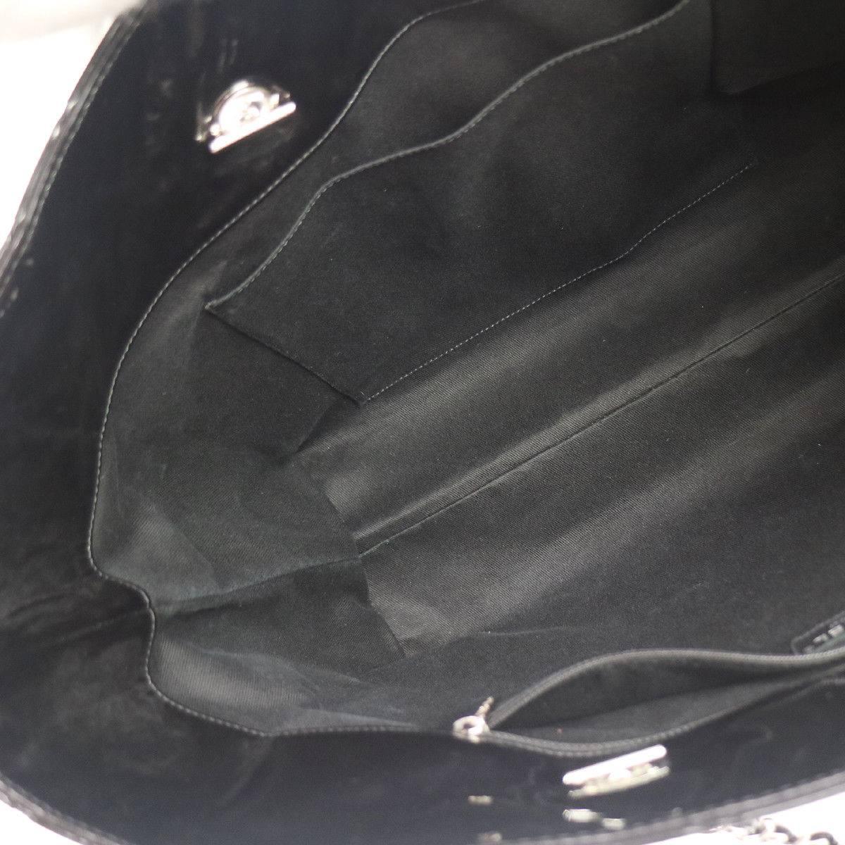 Chanel Black Patent Silver Large Carryall Travel Shopper Bag 2