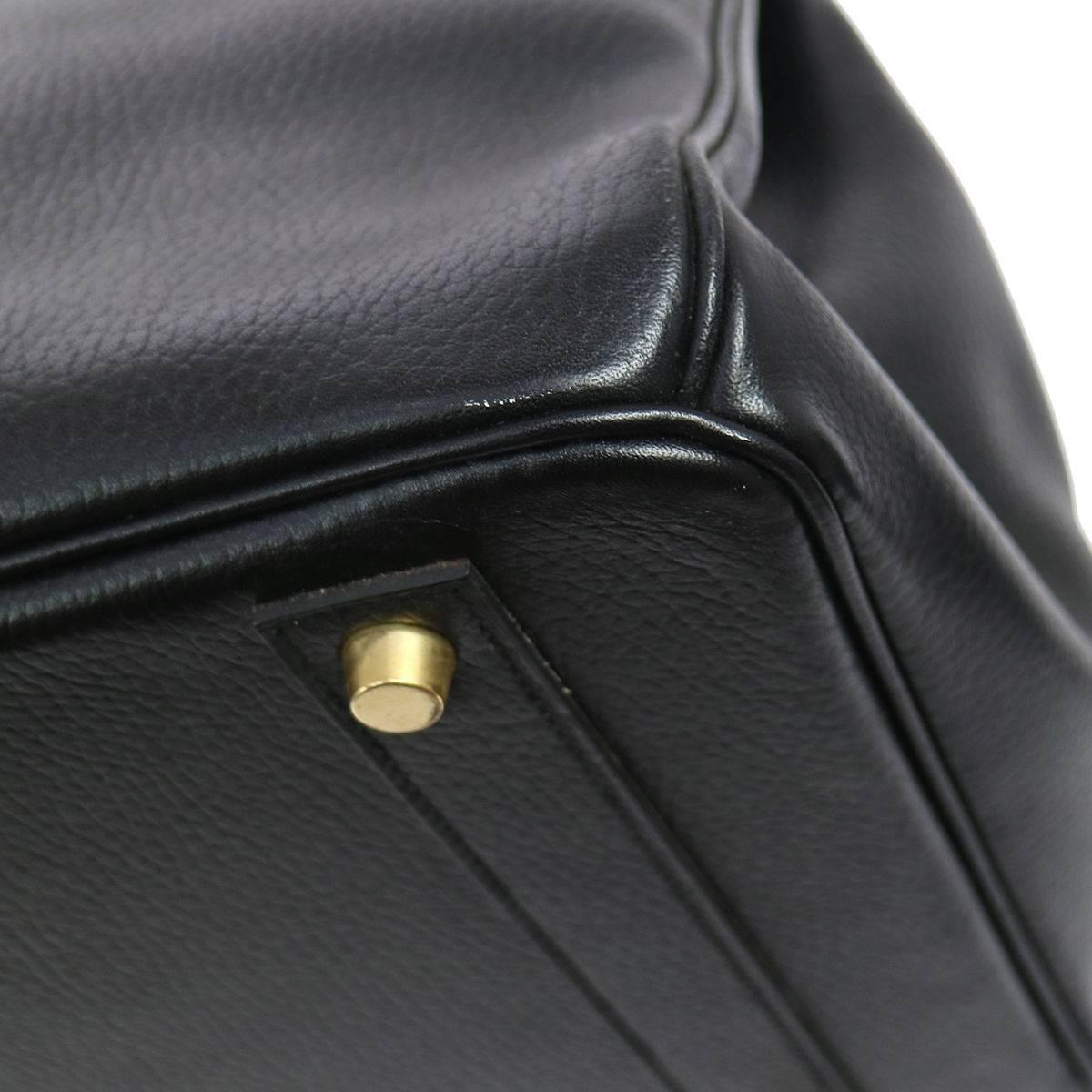 Hermes Birkin 35 Black Leather Gold Carryall Satchel Travel Travel Tote Bag  2