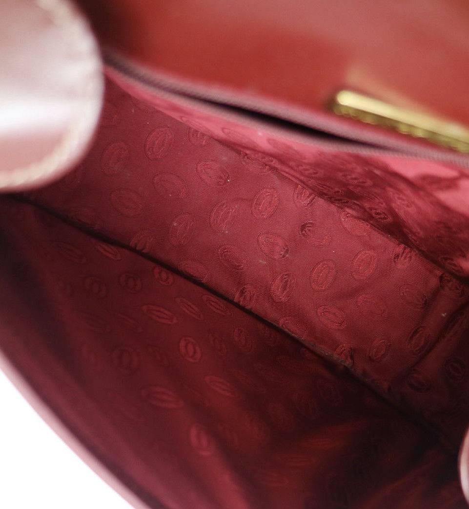 Women's Cartier Bordeaux Leather Gold Saddle Flap Shoulder Crossbody Bag W/Accessories