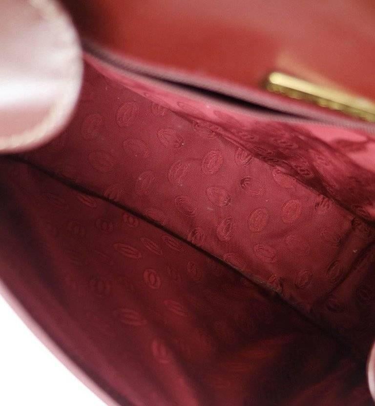 Cartier Bordeaux Leather Gold Saddle Flap Shoulder Crossbody Bag W/Accessories For Sale 1