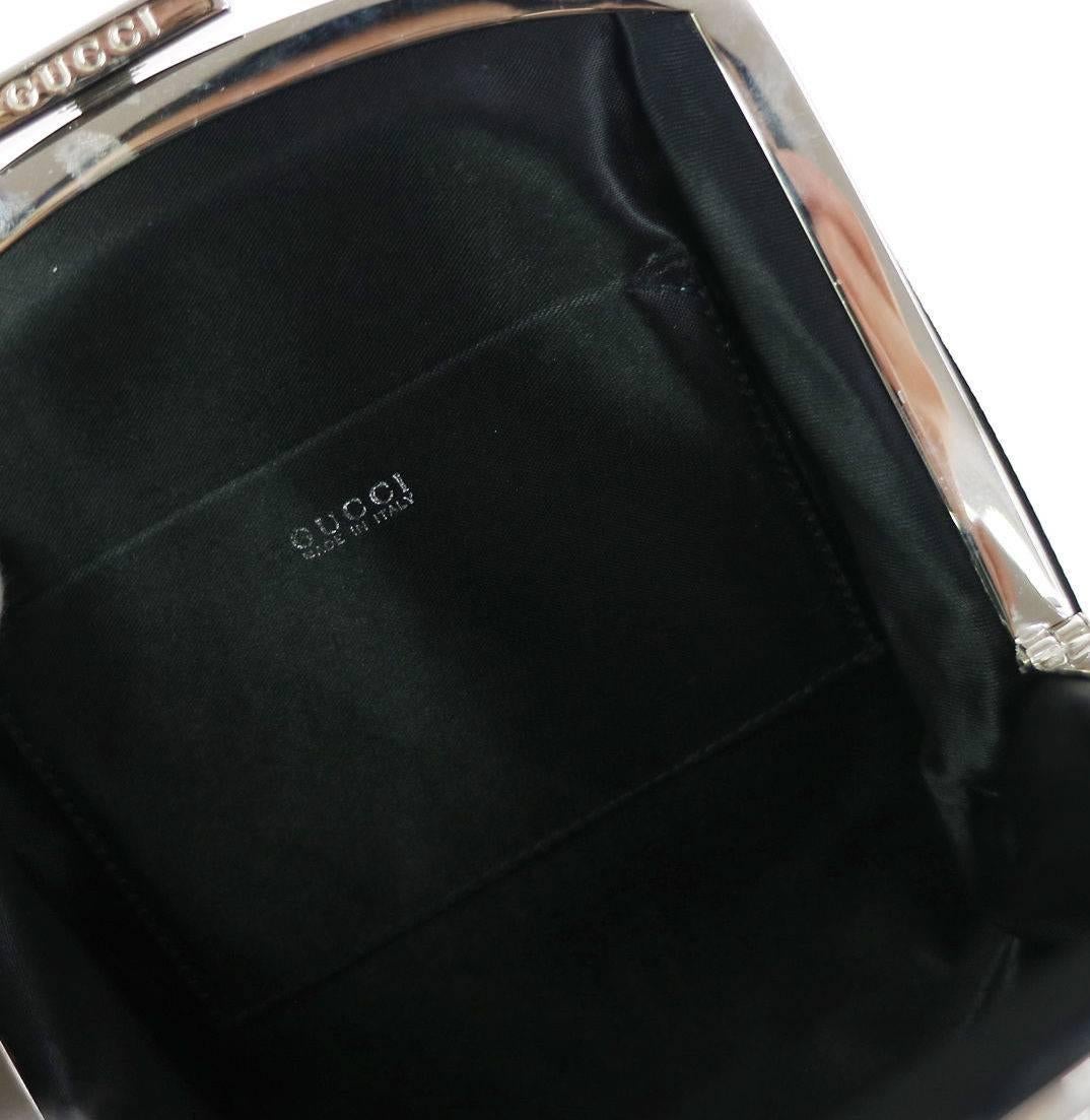 Gucci Black Satin Top Handle Kelly Evening Top Handle Bag In Excellent Condition In Chicago, IL
