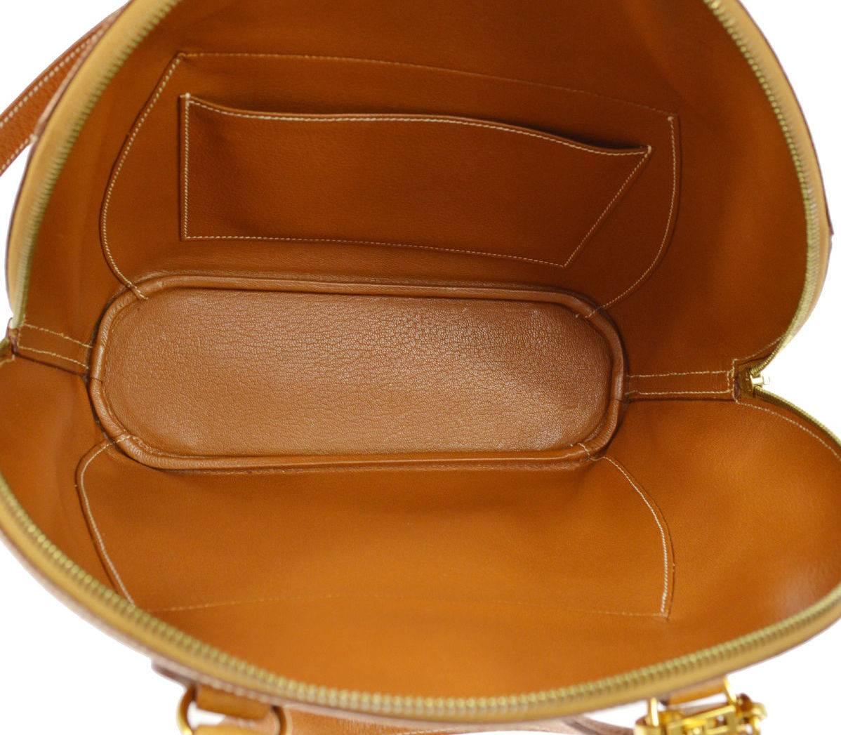Hermes Cognac Leather Bowling Top Handle Satchel Shoulder Bag 1