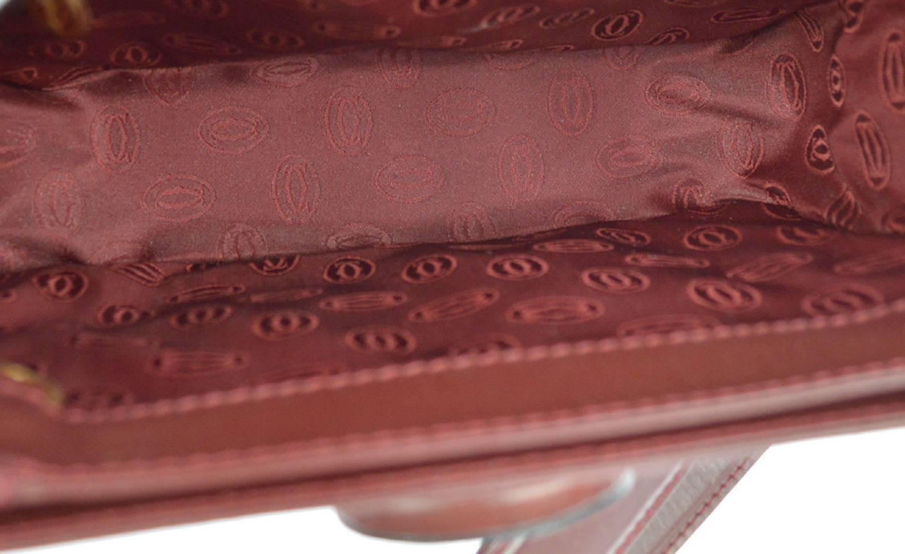 Cartier Bordeaux Leather Twist Lock Shoulder Flap Bag 3