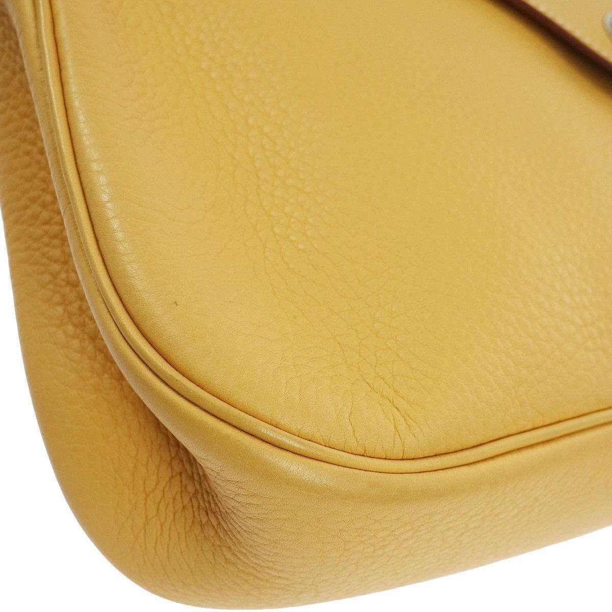 Women's Hermes Mustard Leather Large Travel Carryall Shoulder Bag