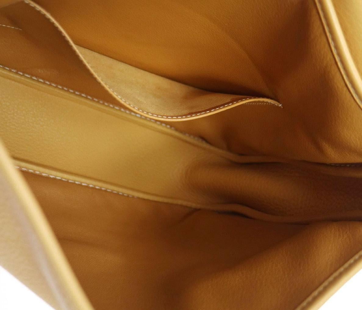 Hermes Mustard Leather Large Travel Carryall Shoulder Bag 1
