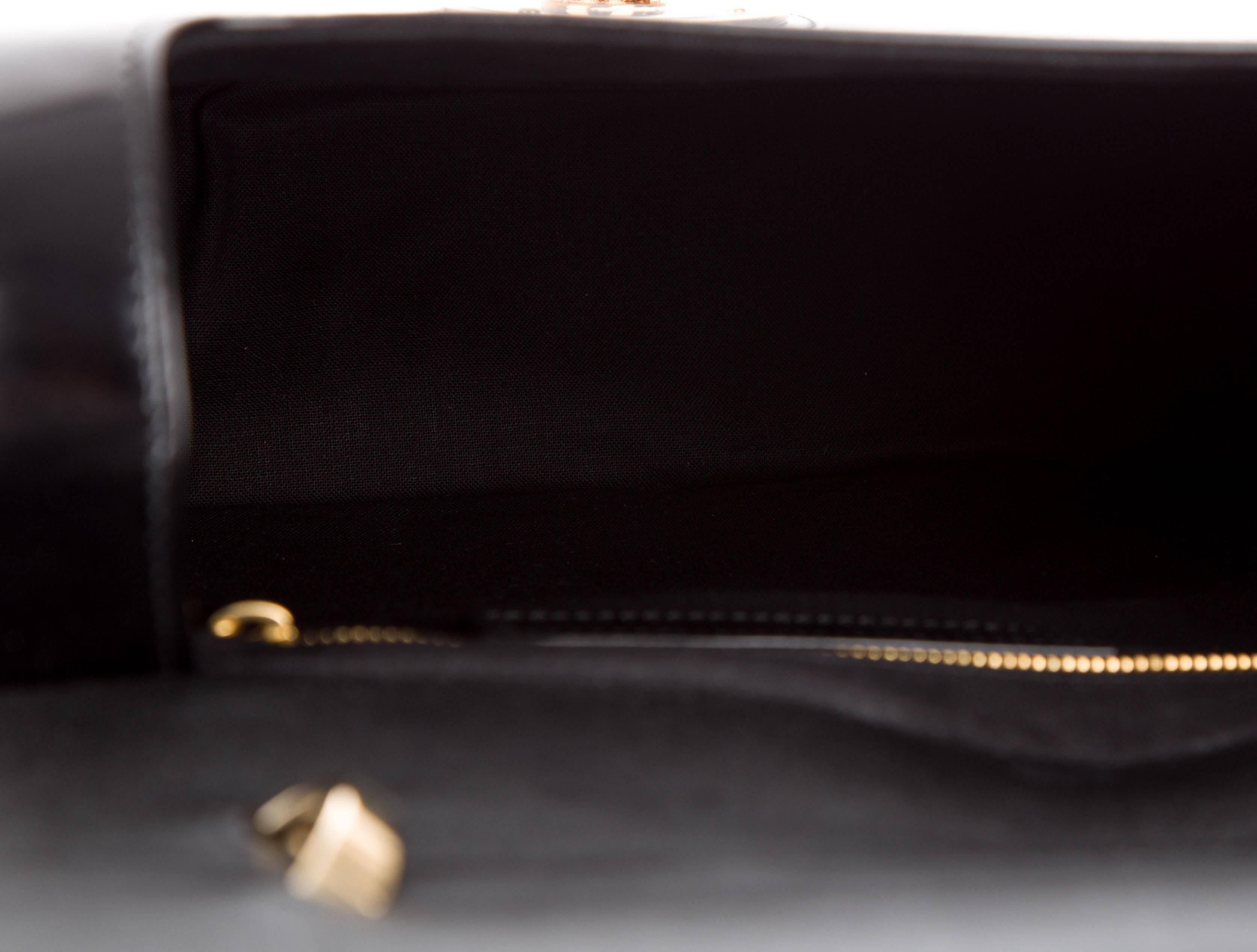 Women's Balenciaga Black Leather Gold Clock Kelly Top Handle Satchel Evening Flap Bag