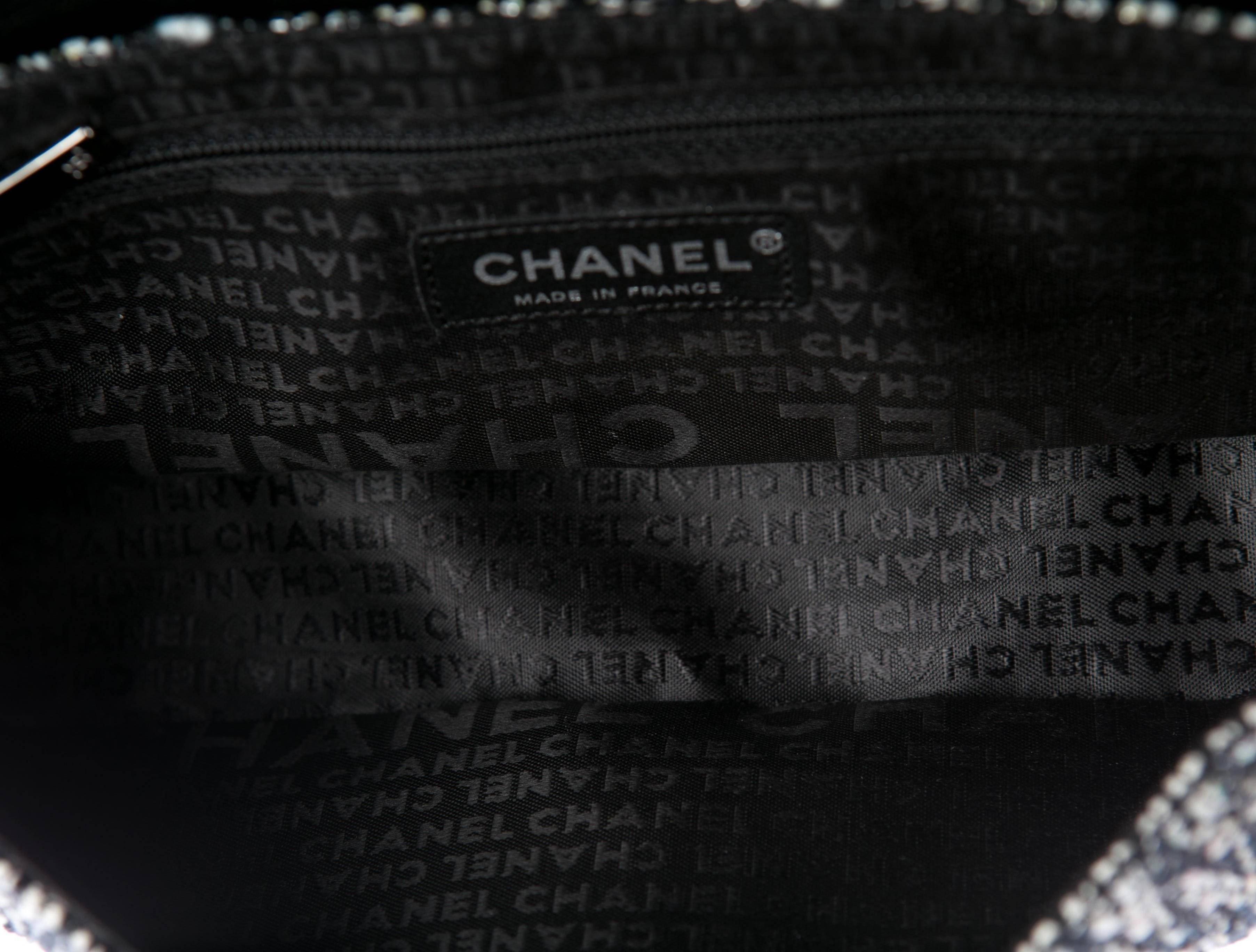 Chanel NEW Limited Edition Black Tweed Leather Lizard Fur Shoulder Flap Bag 1
