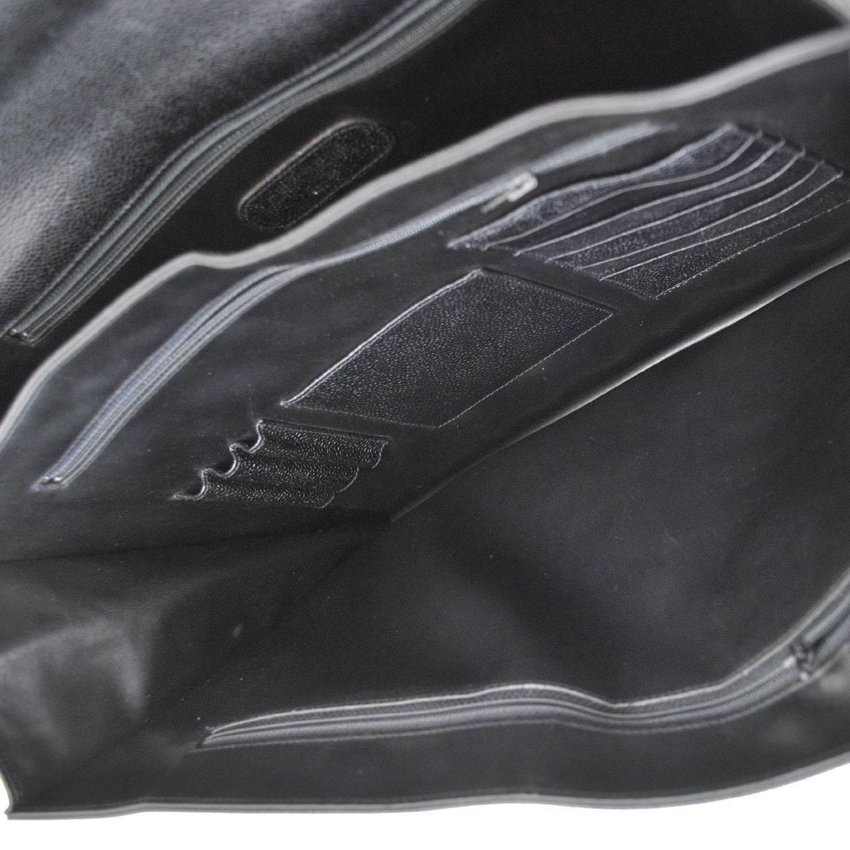 Chanel Black Leather Top Handle Satchel Men's Travel Carryall Briefcase Bag 4