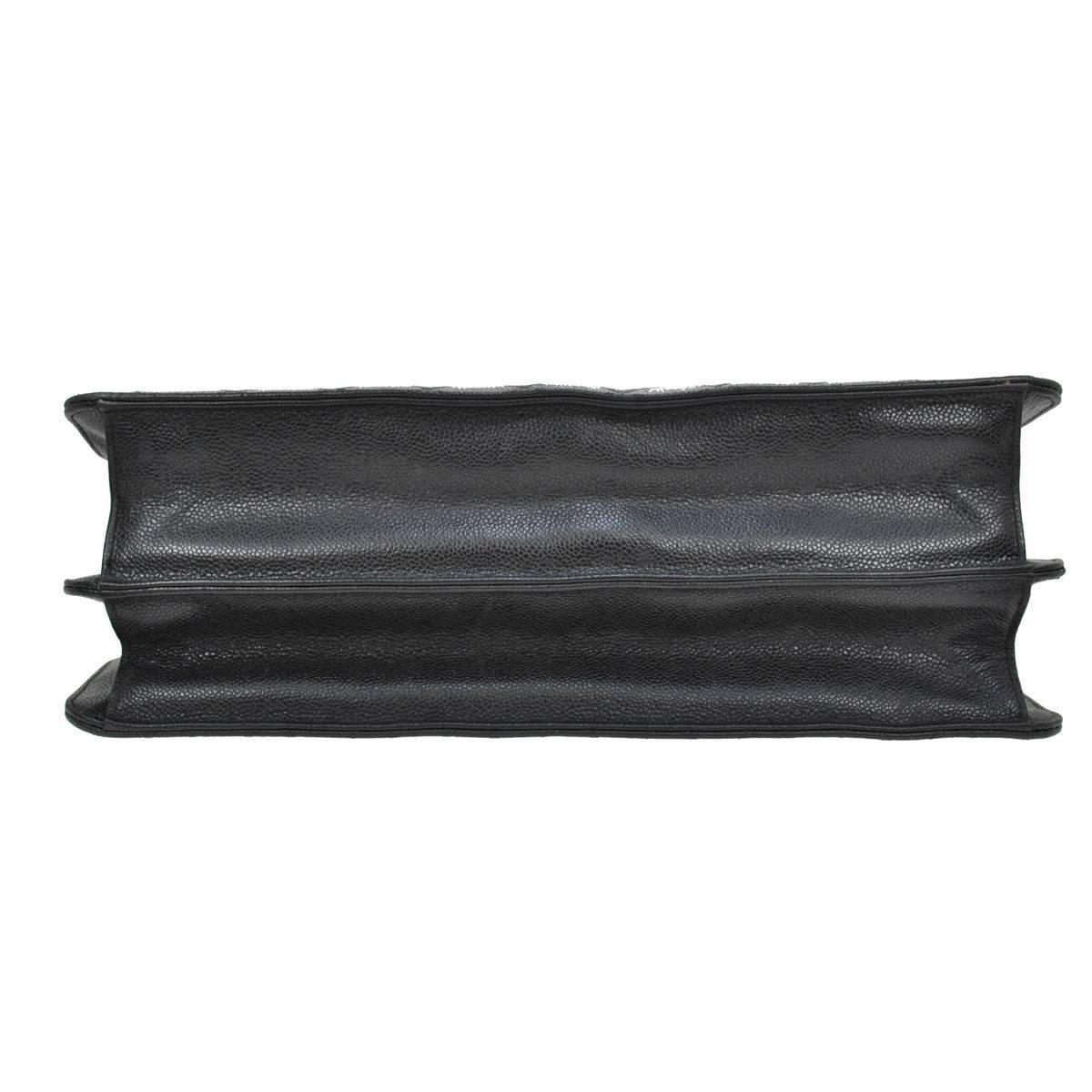Chanel Black Leather Top Handle Satchel Men's Travel Carryall Briefcase Bag 3