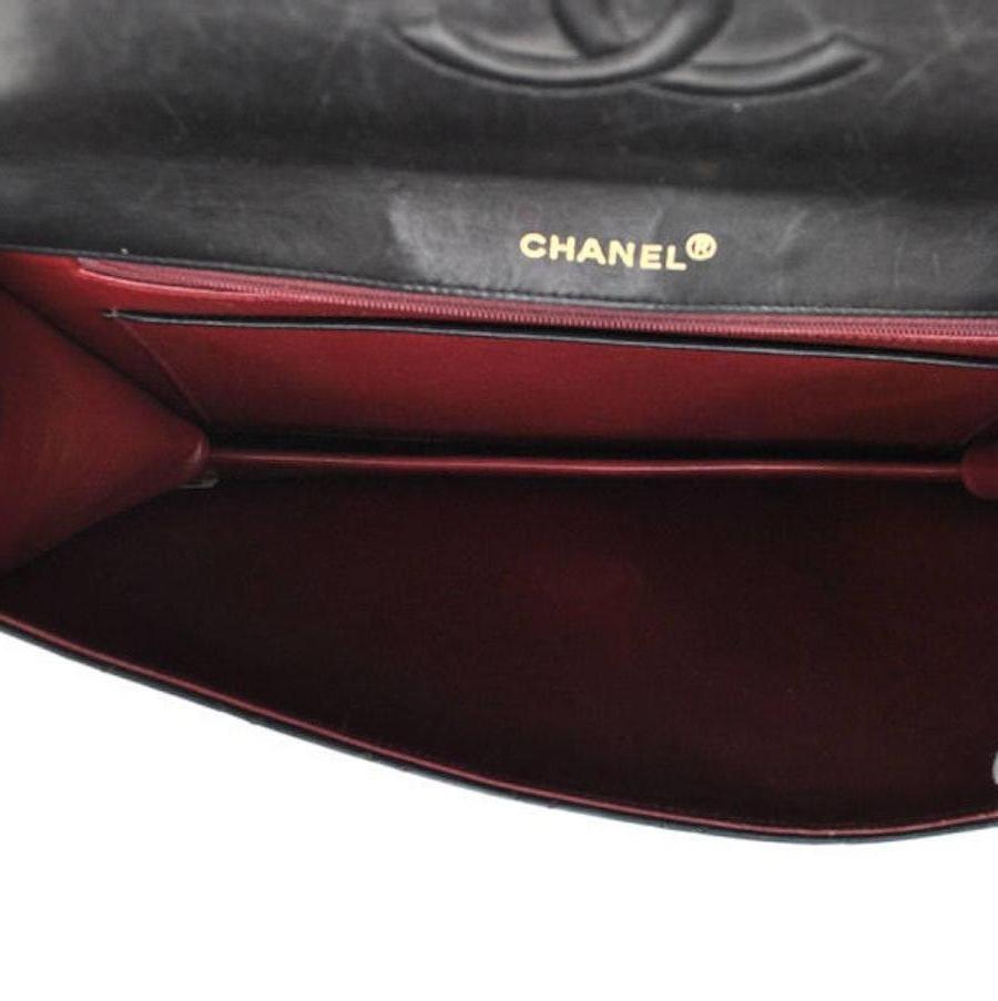 Chanel Black Leather Ribbed Evening Clutch Flap Bag 4