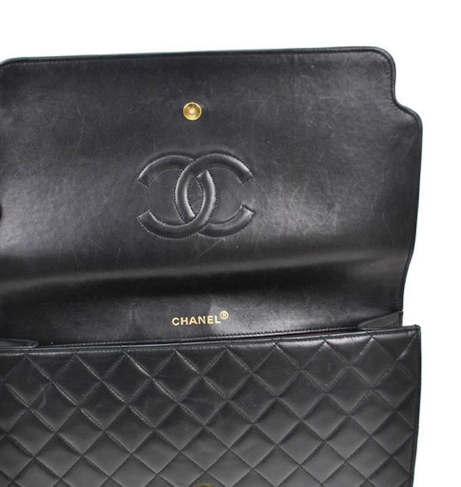 Chanel Black Leather Ribbed Evening Clutch Flap Bag 3