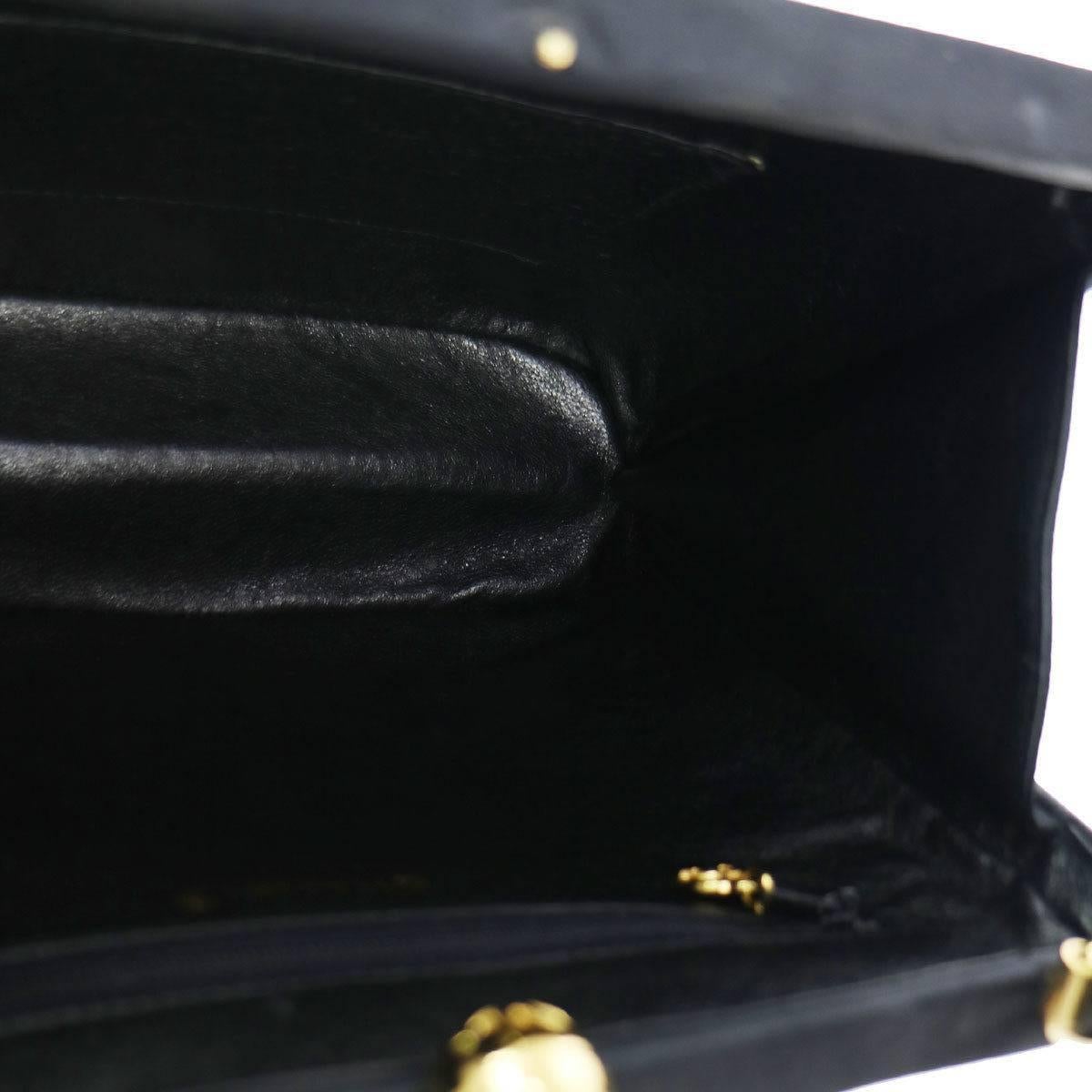 Chanel Black Satin Gold Kisslock Evening Top Handle Satchel Bag 1