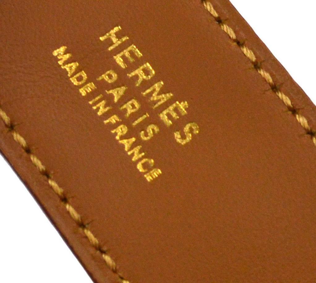 Hermes Mustard Leather Gold Stud Men's Women's Evening Cuff Bracelet in Box In Good Condition In Chicago, IL