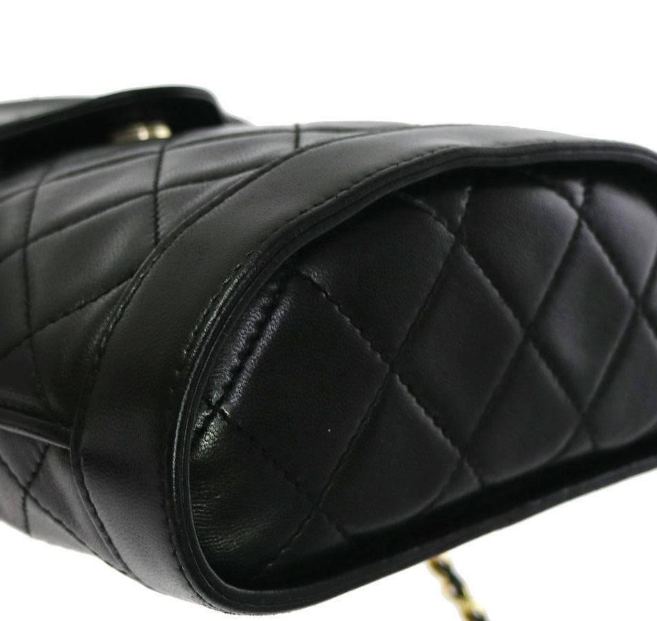 Women's Chanel Black Leather Gold Party Evening Flip Bucket Shoulder Flap Bag