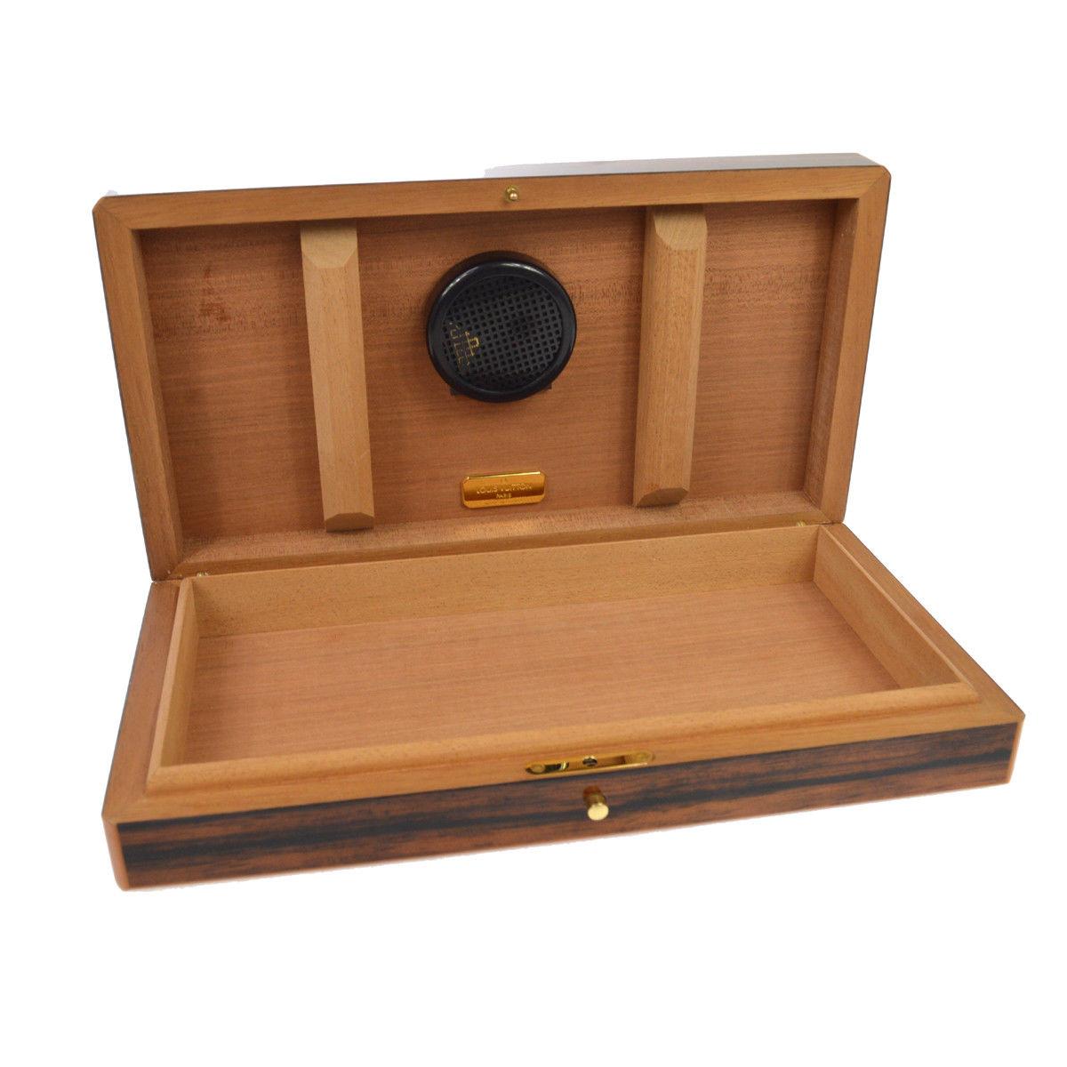 Louis Vuitton Like NEW Men's Brown Wooden Gold Logo Cigar Storage Case 2