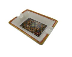 Hermes Like New Porcelain Turtles Two Piece Cigar Trays Ashtrays Gift Set in Box