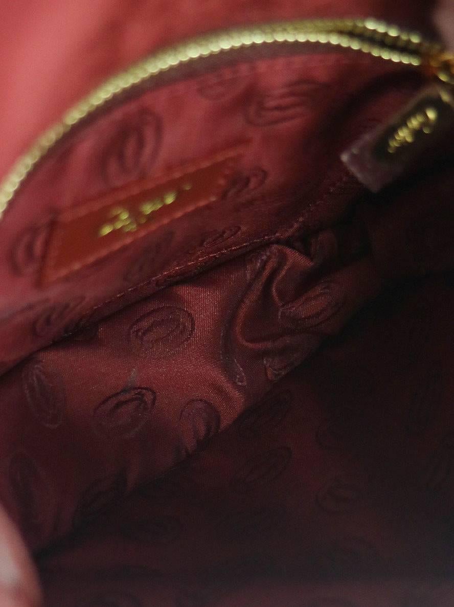 Women's Cartier Like New Bordeaux Leather Saddle Top Handle Shoulder Flap Bag in Box