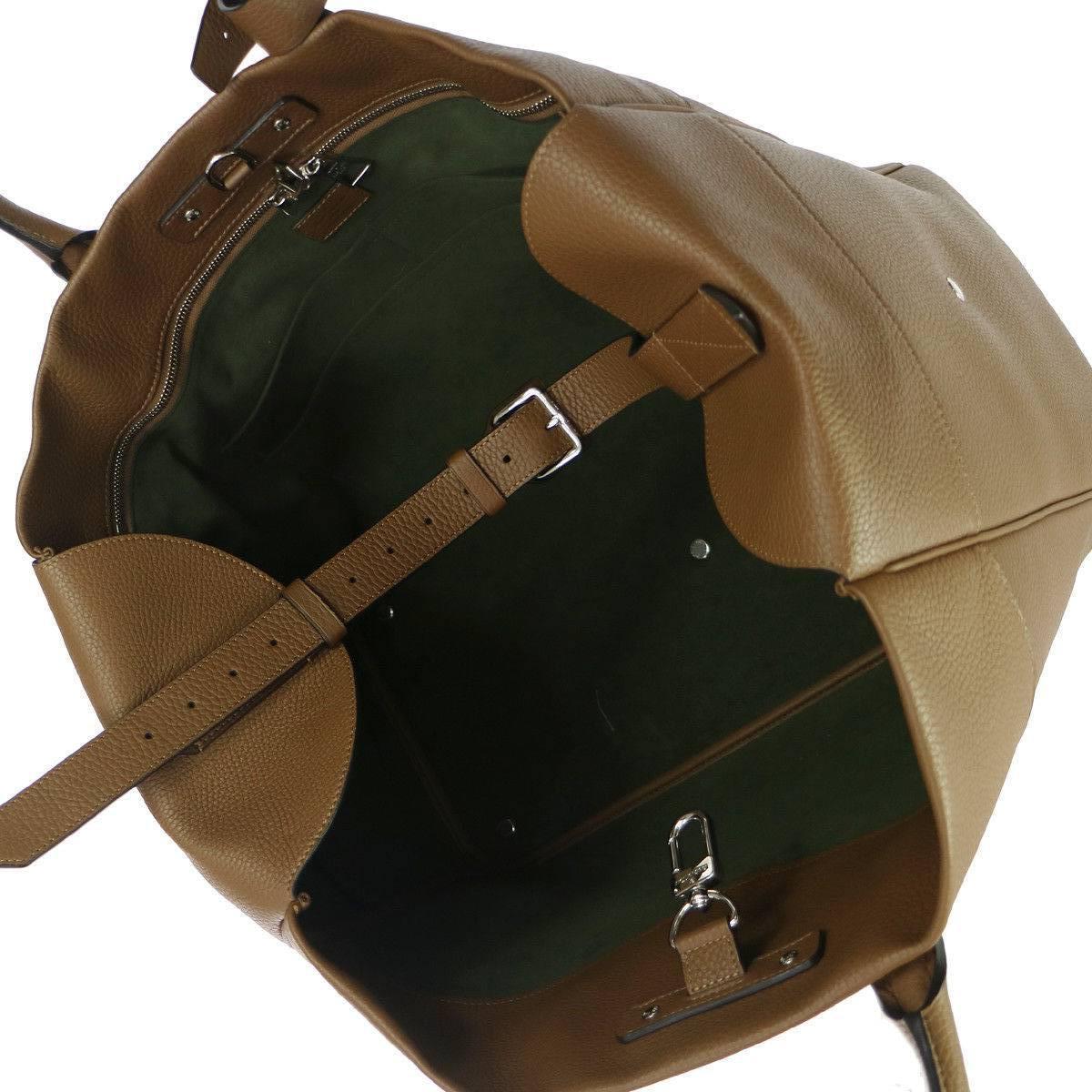 Louis Vuitton New Tan Leather Men's Women's Travel Weekender Carryall Bag 1