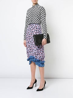 Chanel Black Lambskin Quilted Envelope Carryall EveningClutch Flap Bag