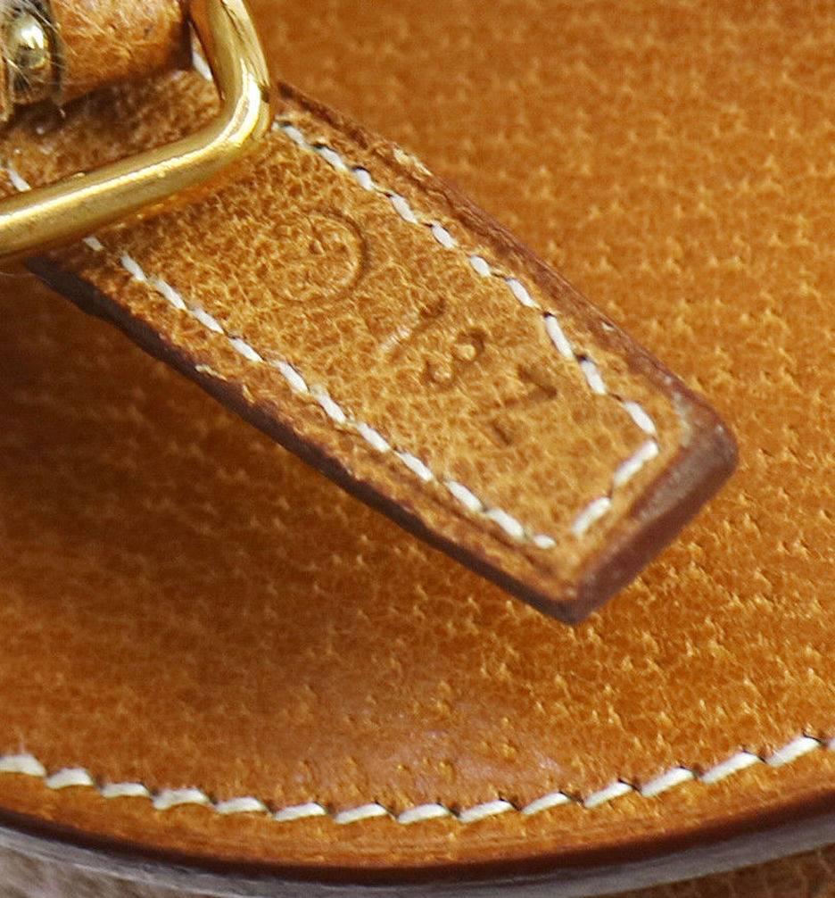 Brown Hermes Cognac Leather Bucket Top Handle Shoulder Bag in Box