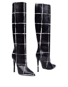 Balenciaga New Runway Black White Leather Knee High Boots