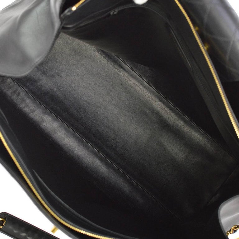 Chanel Black Leather Extra Large Supermodel Weekender Travel