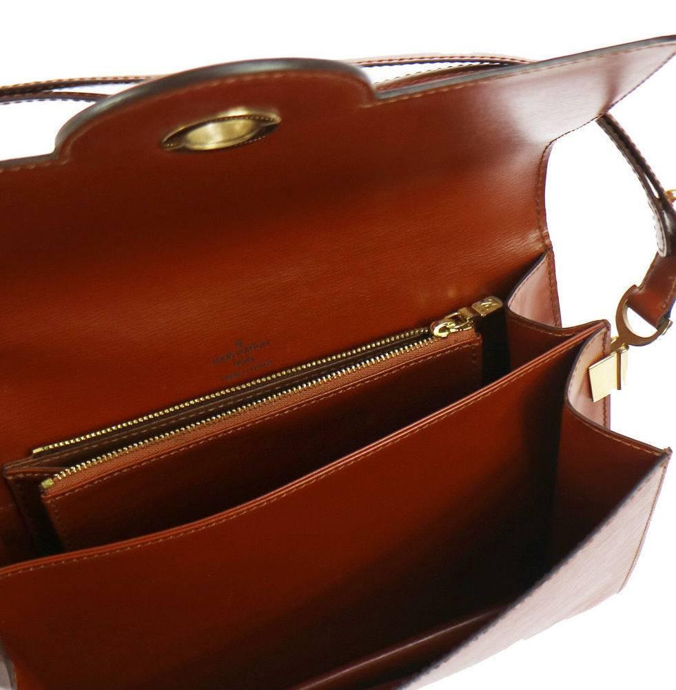 Brown Louis Vuitton Cognac Leather Top Handle Satchel  Evening Shoulder Flap Bag